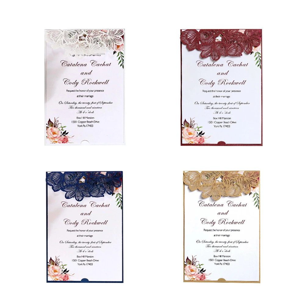  10pcs Wedding Invitations Lace Pattern Cards Laser Cut Paper Cards Announcement Greeting Postcards  - 4.00044E+12