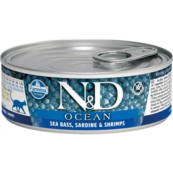 

FARMINA FARMINA CAT N & D OCEAN SEA BASS, SARDINE & SHRIMPS bezzernovye adult cats with sea bass, sardine and shrimp 80 c