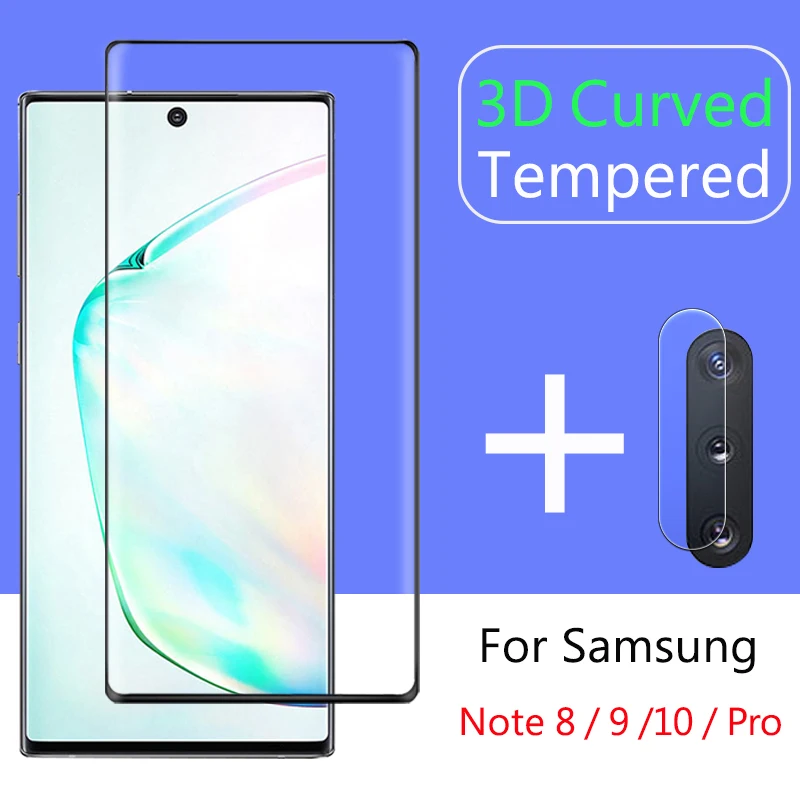 Защитное стекло 2 в 1 для Samsung galaxy note 10 pro plus 9 8 закаленное note10 note9 объектив камеры 3d |