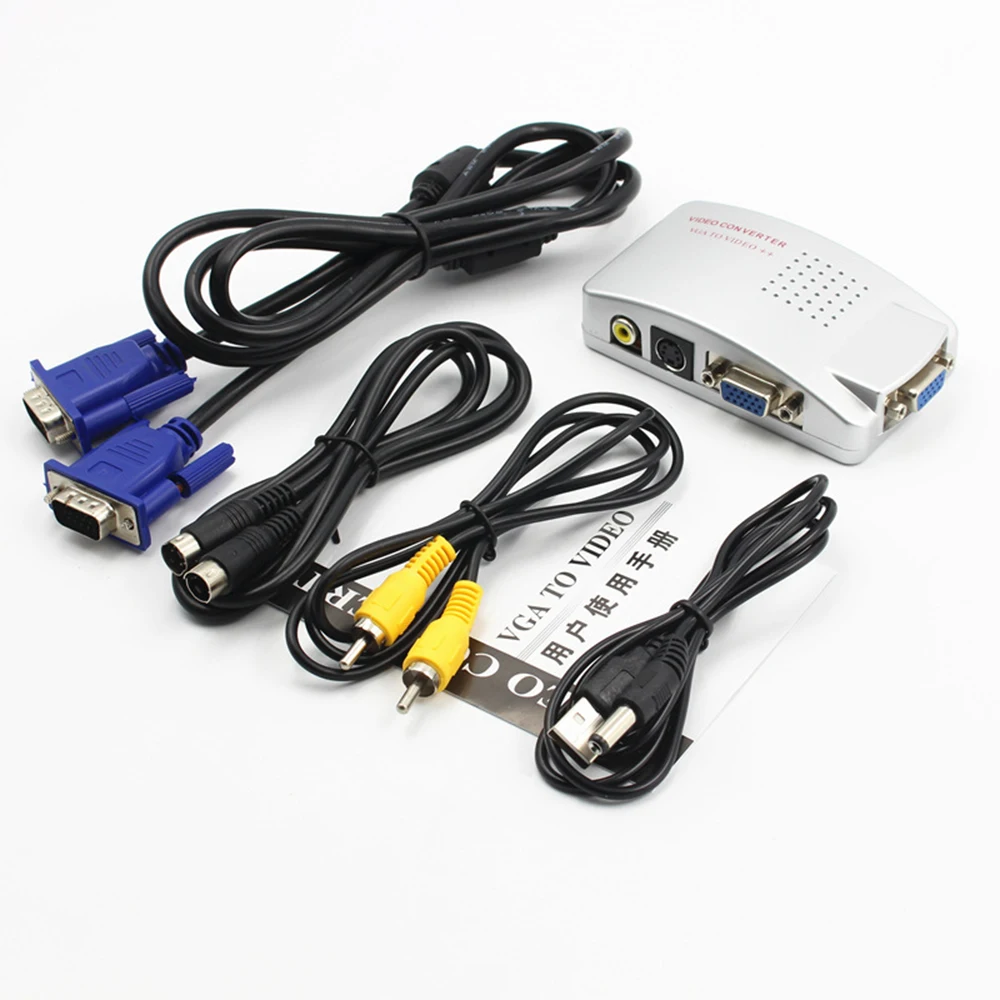 Новейший VGA к ТВ AV RCA сигнал композитный адаптер конвертер видео переключатель коробка от ПК к ТВ AV монитор композитный для компьютера ноутбука ПК