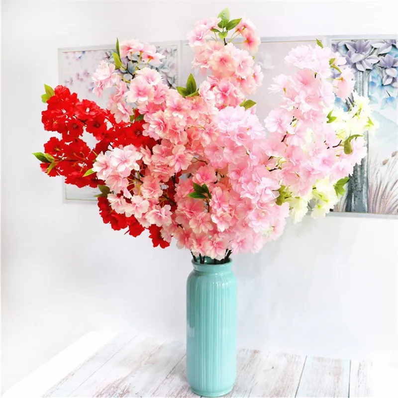 6Pcs Fake Long Stem Persian Cherry Blossom 40.55" Length Simulated Sakura for Wedding Home Decorative Artificial Flowers | Дом и сад