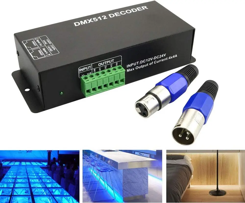 4 channle DMX 512 декодер с цифровым дисплеем затемняющий драйвер RGBW 24CH светодиодный декодер контроллер для ленты полосы света DC5V-24V(24 канала - Цвет: 4 channle