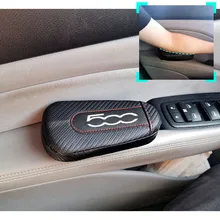 Автомобильный Стайлинг для Fiat 500, 1 шт., углеродное волокно, кожа, подушка для ног, наколенник, подлокотник, Накладка для интерьера, автомобильные аксессуары