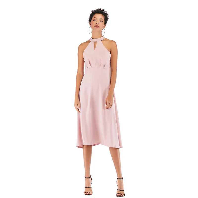 Распродажа через amazon новое платье с подвесной горловиной на молнии розового