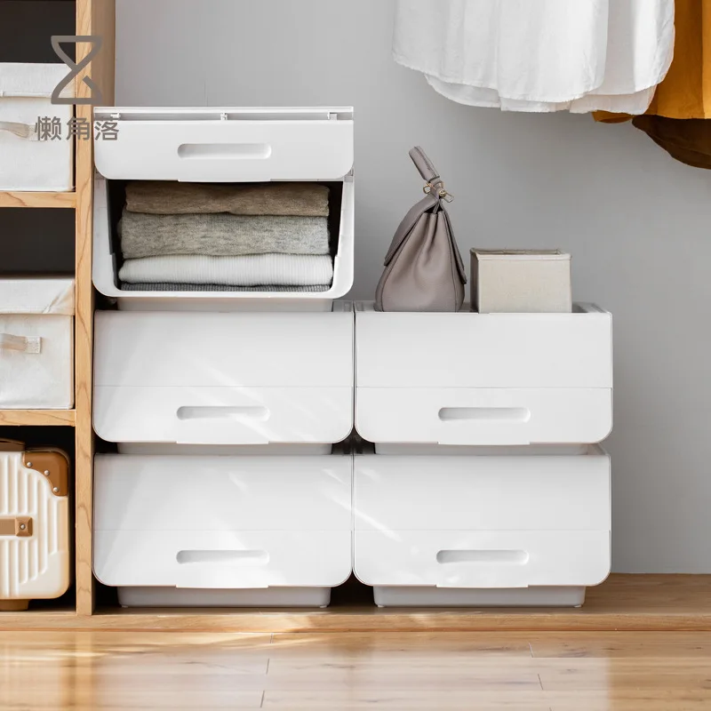 

Flip Storage Box Pack of 2 Clothes Debris Plastic Storage Box CHILDREN'S Toy Finishing Box 63133