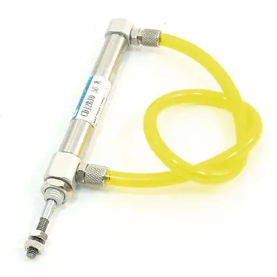 

10mmx50mm Single Rod Pneumatic Cylinder w Clear Yellow Air Compressor PU Tube