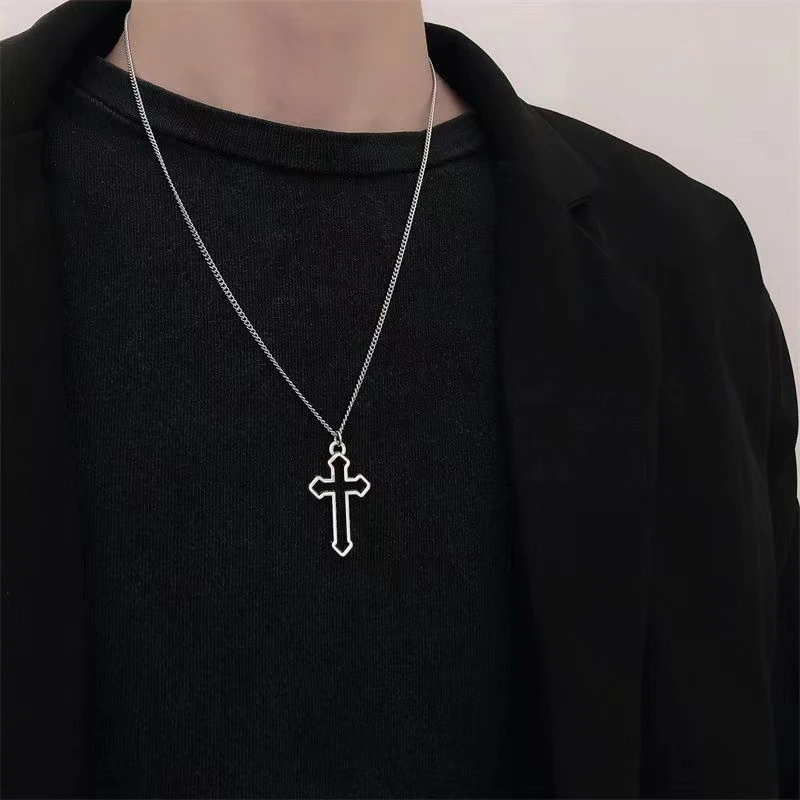 New Cross Pendant Necklace Punk Personality Hip Hop Simple Men's and Women's Retro Necklaces