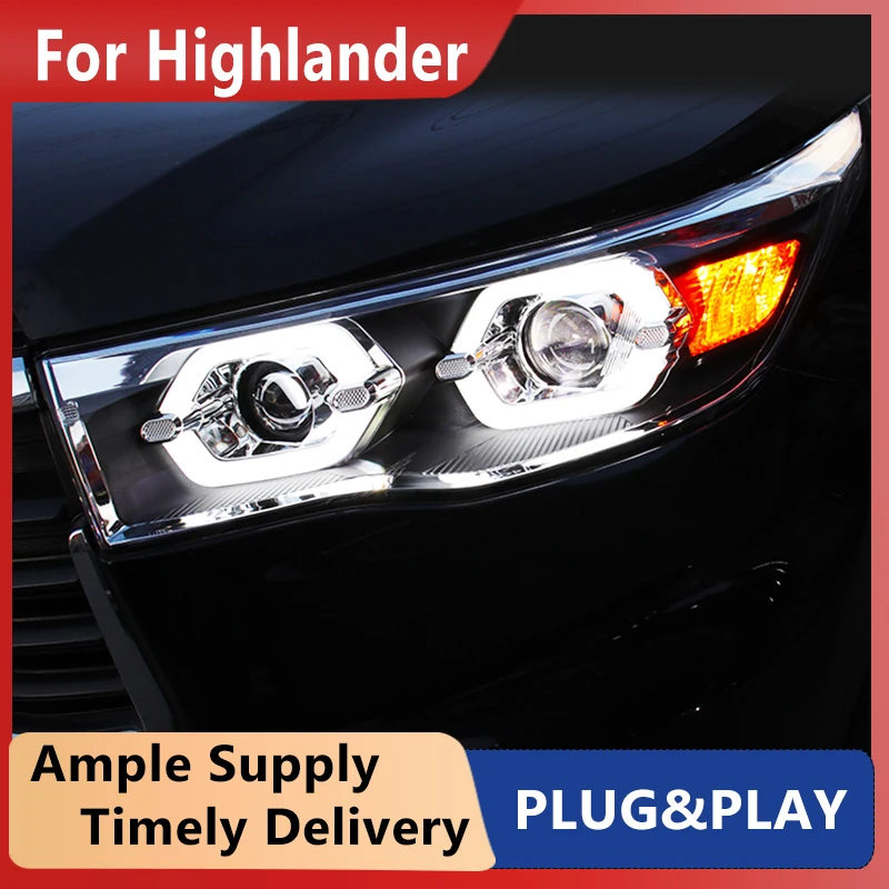 

Автомобильные фары для Toyota Highlander 2015-2017 дюйма, фонари заднего хода, Биксеноновые лампы