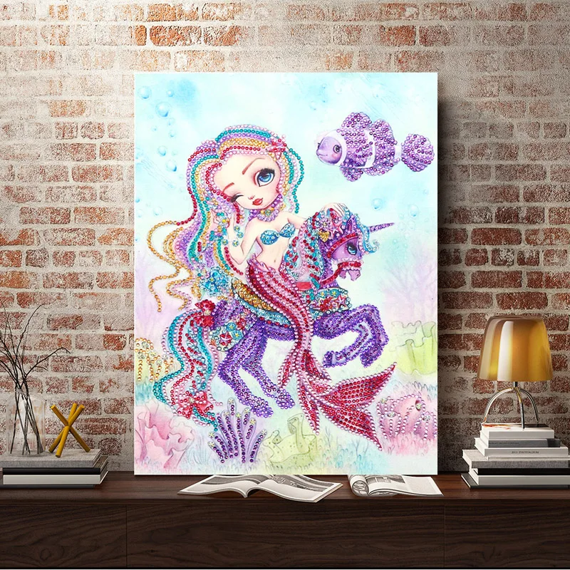 RUBOS DIY 5D Diamond Painting Mermaid Unicorn Cartoon Diamond Embroidery Mosaic Big Bead Pictures Rhinestone Sale Wall Beadwork (2)