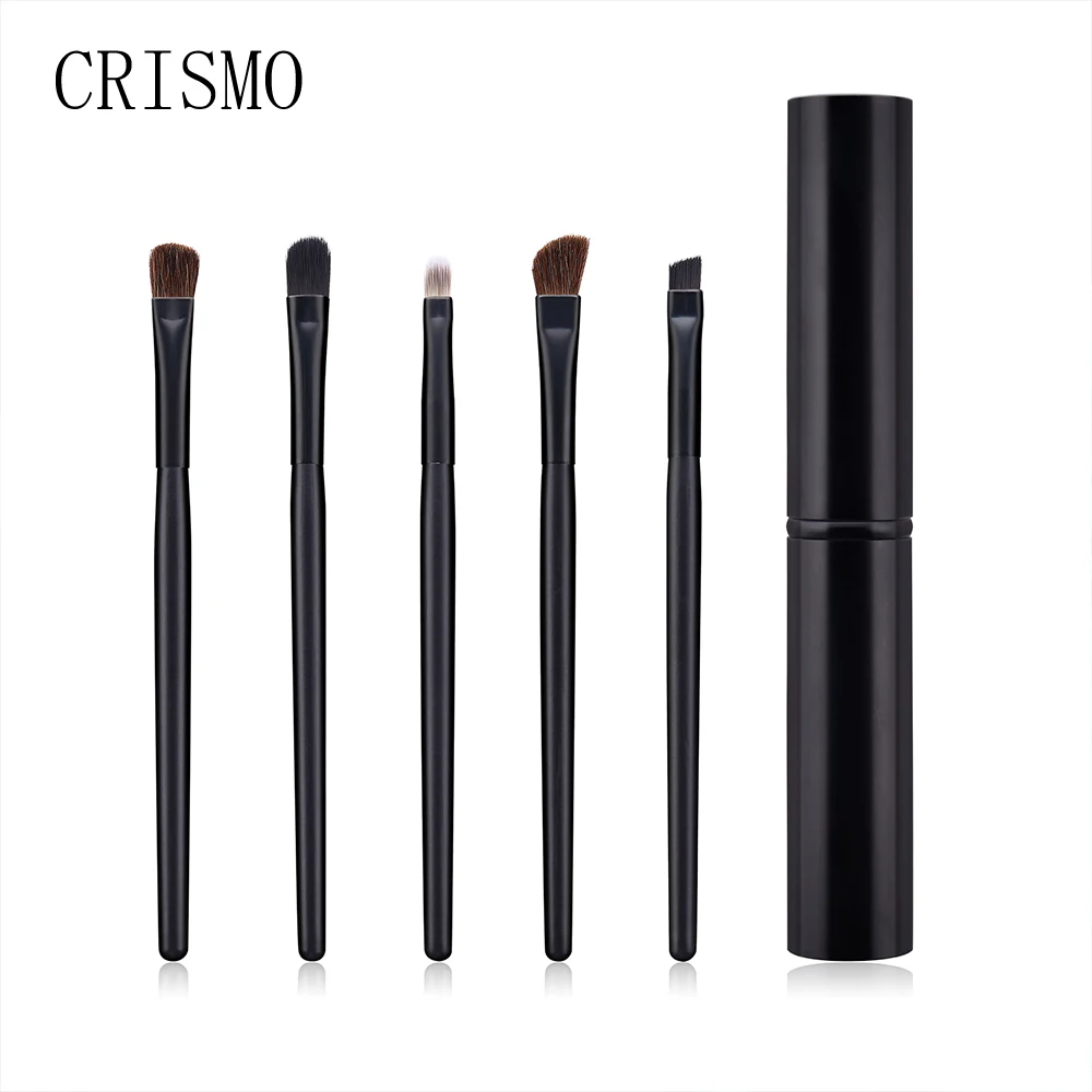 

CRISMO 5pcs Travel Portable Mini Professional Eye Makeup Brushes Set Smudge Eyeshadow Eyeliner Eyebrow Brush Lip Make Up Brush