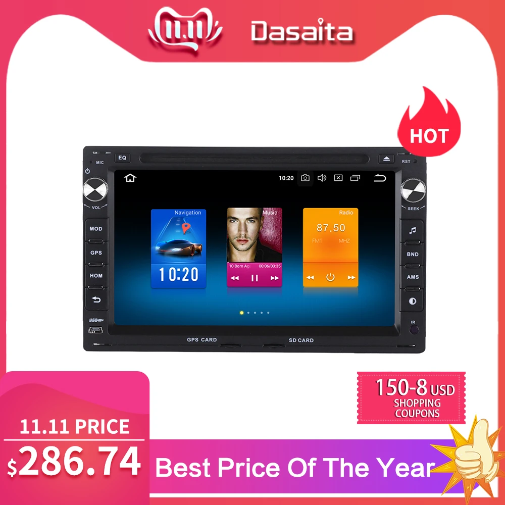 Dasaita 7 "Android 9,0 Автомобильный gps Радио dvd-плеер для Passat (MK5) Jetta Golf Transporter с восьмиядерным процессором 4 Гб + 32 ГБ стерео Мультимедиа