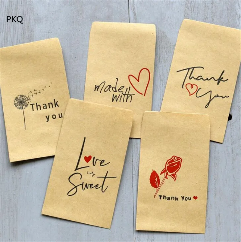 

20pcs Thank You Small Paper Envelope Packaging Pouch Craft Paper Food Safe Bags Party Favors Best Gift Bags for Guests