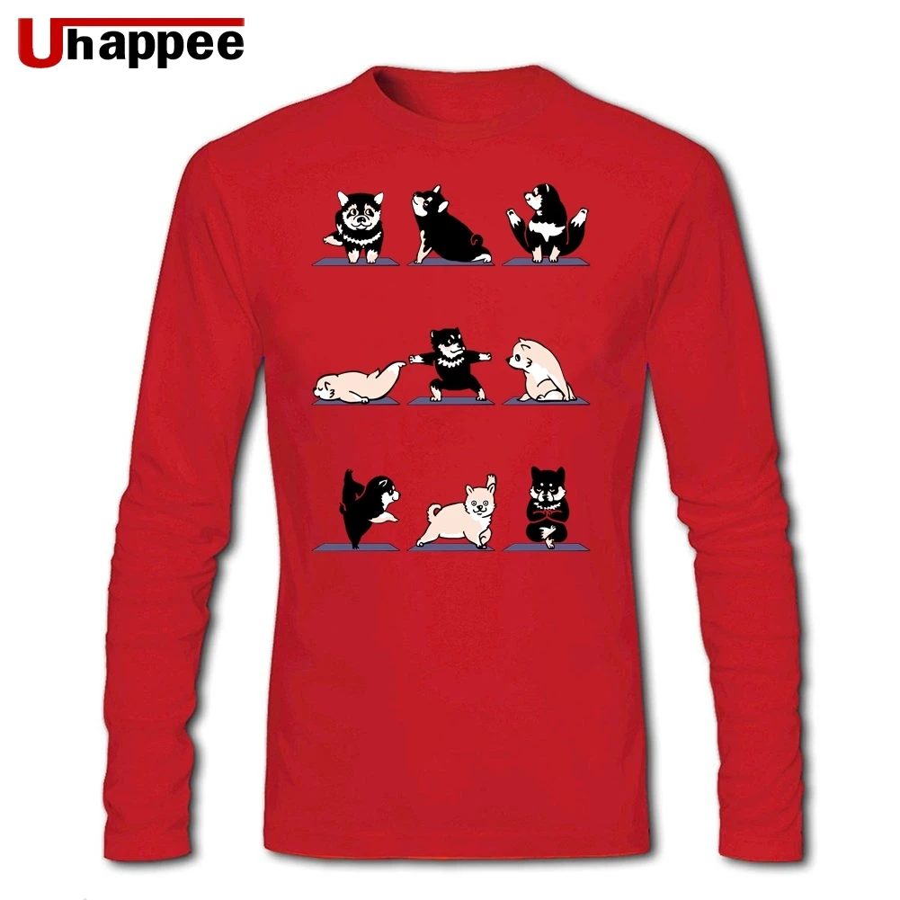 Новинка Alaskan Malamute Yoga футболки для мужчин продвижение Мужская Crewneck Повседневная футболка с длинным рукавом Хлопок, большой размер футболка первокурсника - Цвет: Красный