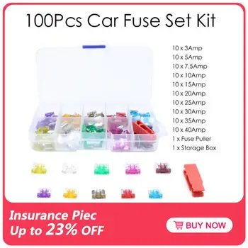 

100Pcs Assorted Car Truck Mini Low Profile Fuse Micro Blade Fuse Set Kit 3A 5A 7.5A 10A 15A 20A 25A 30A 35A 40A