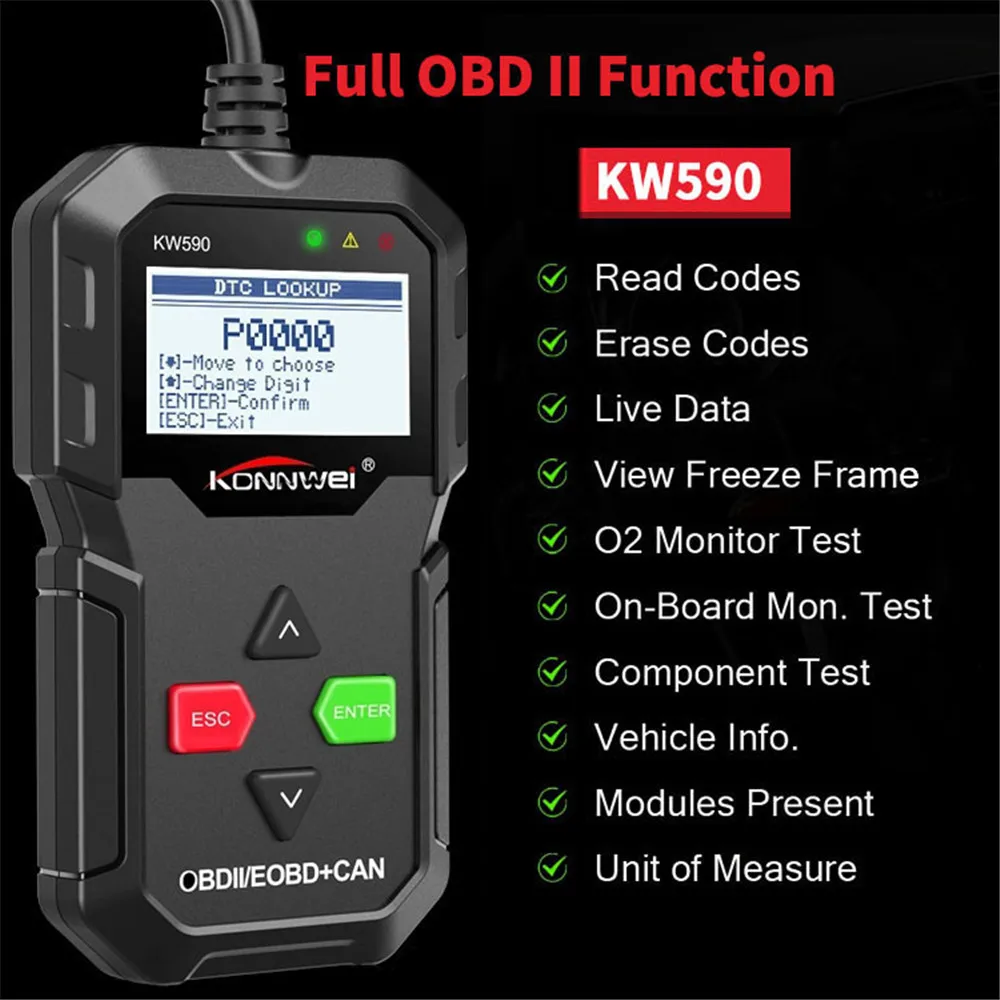 KONNWEI590 OBD2 Профессиональный Автомобильный сканер OBD Код двигателя считыватель нескольких языков бесплатное обновление времени службы ODB диагностический инструмент