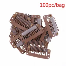 100 шт. заколки для наращивания волос, черные зажимы для парика из нержавеющей стали, расчески, защелкивающиеся зажимы 32 мм, сделай сам, 6 зубьев, заколки для наращивания, 4 цвета