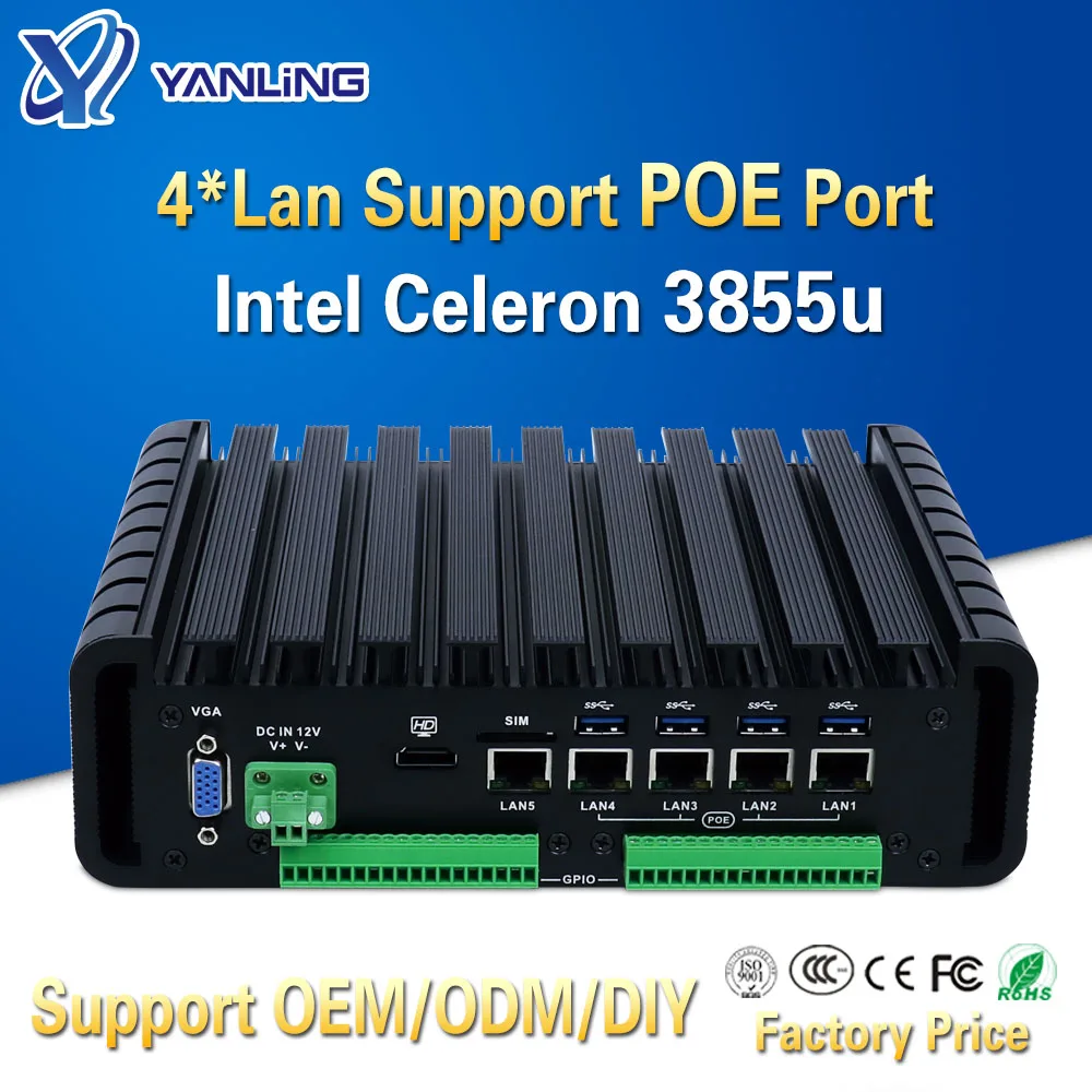 Yanling новый тип промышленного безвентиляторного мини ПК barebone с intel 3855u