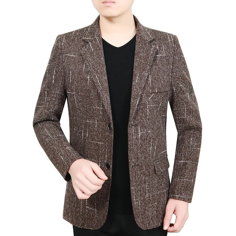 

KUYOMENS British Men's Blazer Jacket Plaid Suit Coat Male Slim Fit Dress Prom Tops Clothes Man Spring Autumn Casual Blazers for