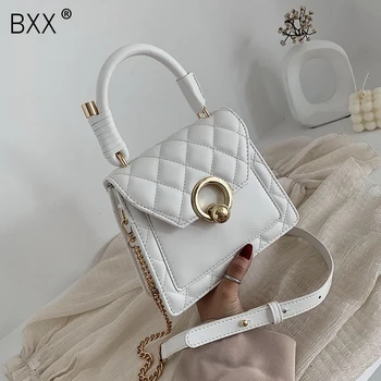 

[BXX] Chain PU Leather Crossbody Bag For Women 2020 Spring Lady Brand Designer Handbag Solid Color Shoulder Messenger Bags HL841