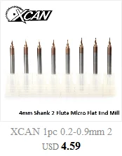 XCAN 1 шт. 0,2-0,9 мм 2 флейты микро плоская Концевая фреза 4 мм хвостовик карбида вольфрама ЧПУ фреза с покрытием TiCN мини фреза