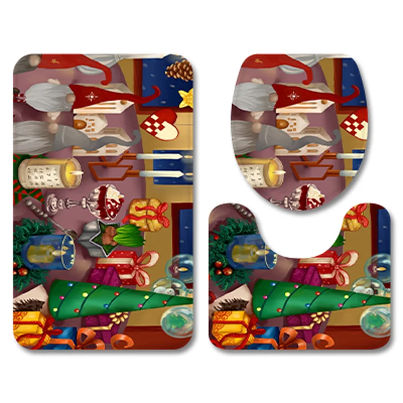 Fashion Bath Mat Set Flannel Anti Slip Toilet Pad Shower Room Decorative Christmas Gifts Rug Carpet Bathroom | Дом и сад
