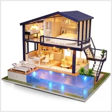 DIY Кукольный дом детские игрушки Миниатюрный Кукольный домик Модель Строительные наборы деревянная мебель творческие Обучающие игрушки подарок на день рождения