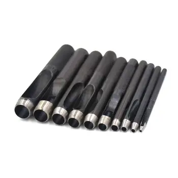 

10pcs Round Steel Leather Craft Hollow Hole Punch 1mm to 10mm for Leather Belt Watch Band Gasket