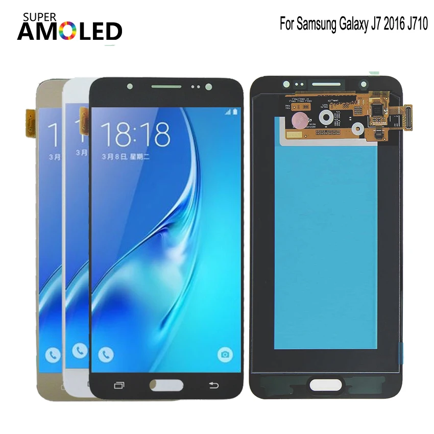 Супер Amoled для SAMSUNG Galaxy J7 j710 ЖК-дисплей сенсорный экран для SAMSUNG J7 ЖК-дисплей J710F 5,5 ''ЖК-дисплей