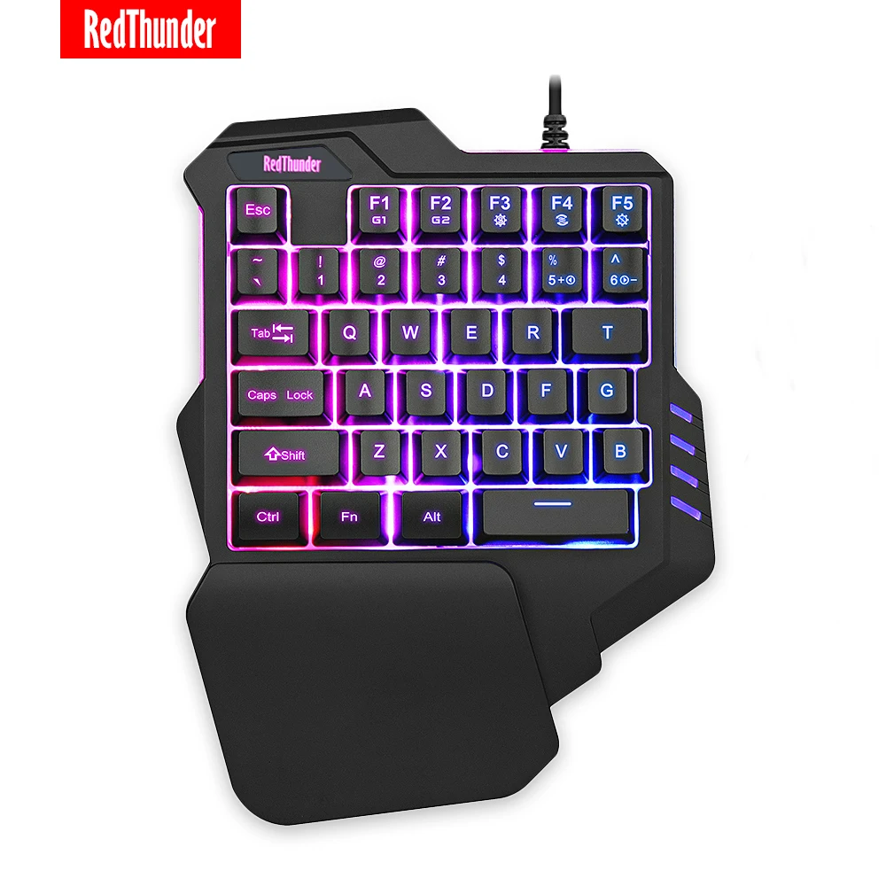 Redthunder Onehanded Gaming Keyboard Rgb Backlit Portable Mini Gaming