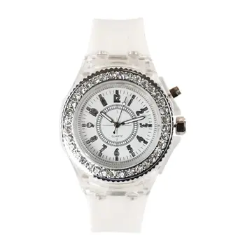 

LED Backlight Relogio Masculino Flash Luminous Crystal Quartz Trend Waterproof Wrist Watch 5 Color Light WristWatch Watches