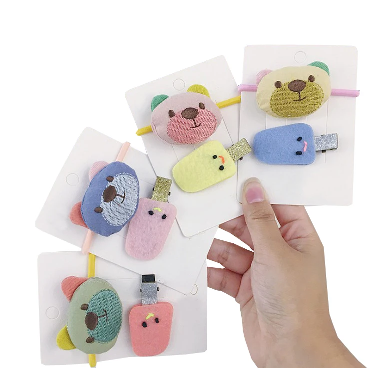 1 комплект милая детская заколка для волос с изображением мишки и мороженого