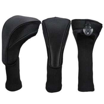 

Black Golf Head Covers Driver 1 3 5 Fairway Woods Headcovers for Golf Club Fits All Fairway and Driver Clubs 3Pcs