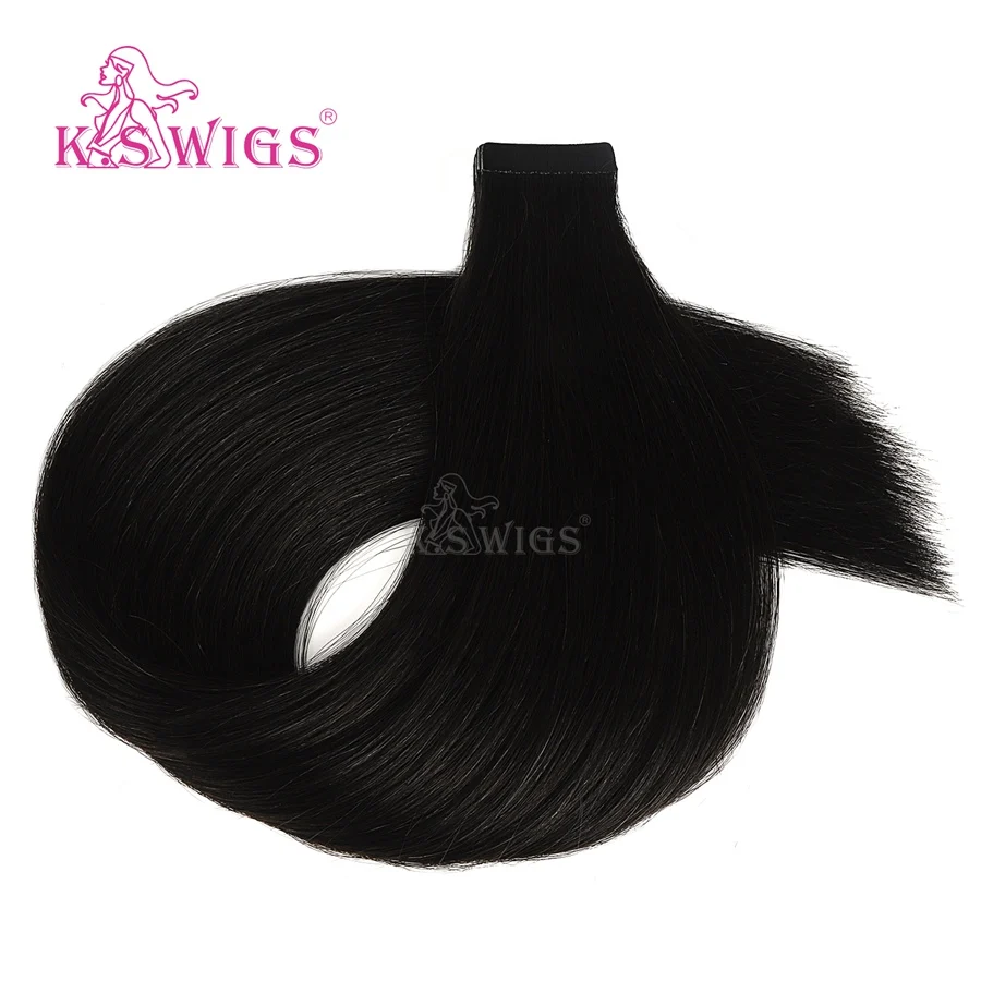 K.S WIGS Luxury Tape In Remy Human Hair Straight Double Drawn Skin Weft Seamless Human Hair Extensions 20'' 50g