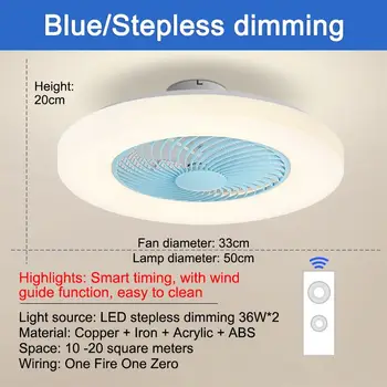

50cm 72w Smart Ceiling Fan with Remote Control Cell Phone Indoor Home Decor Light Modern Lighting Circular Lamp Stepless Dimming