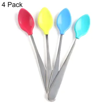 

4 pack Stainless steel molars Creative temperature silicone spoon head Multi-color child baby safety soup spoon