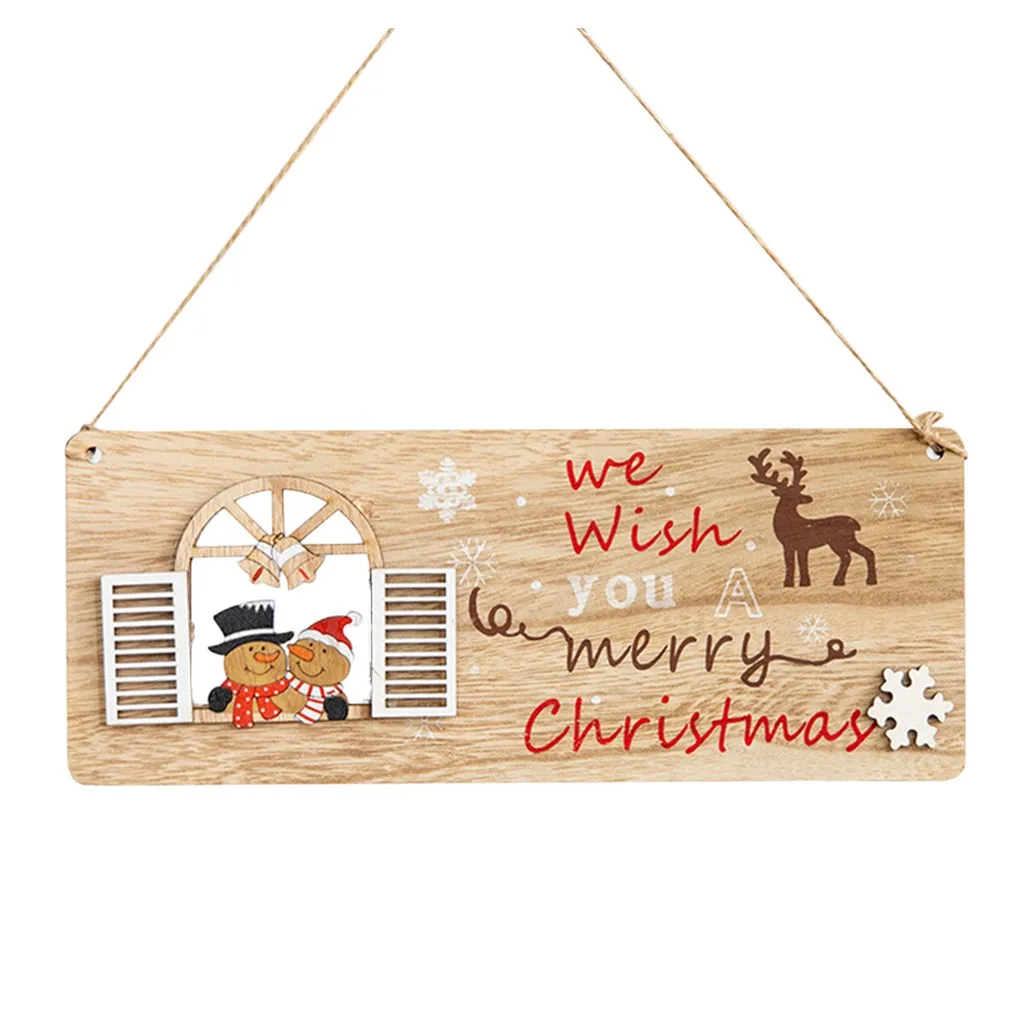 Деревянные подвесные таблички с мультяшным снеговиком, 1 шт., рождественские подвесные вывески, декоративные деревянные двери, украшение для дома на Рождество, 1025#30 - Цвет: C