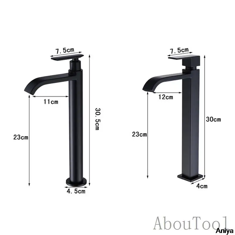 Waterfall Faucet Tall Basin Faucets Cold Water Tap Stainless Steel Bathroom Faucet Sink Washing