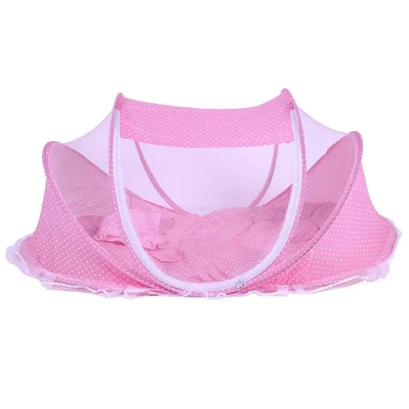 Pink 2 Складные детские музыкальные москитные сетки Кровать Матрас Подушка костюм из трех предметов - Цвет: Pink 2