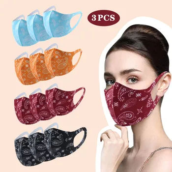 

3pcs PM2.5 Outdoor Unisex Washable Reuse Face Mask Windproof Dustproof Respirator Mouth Mask Protection Printing Face Mouth Mask
