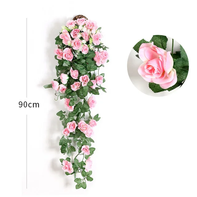 Artificial Flower Rattan Fake Plant Vine Decoration Wall Hanging Roses Home Decor Accessories Wedding Decorative Wreath 3