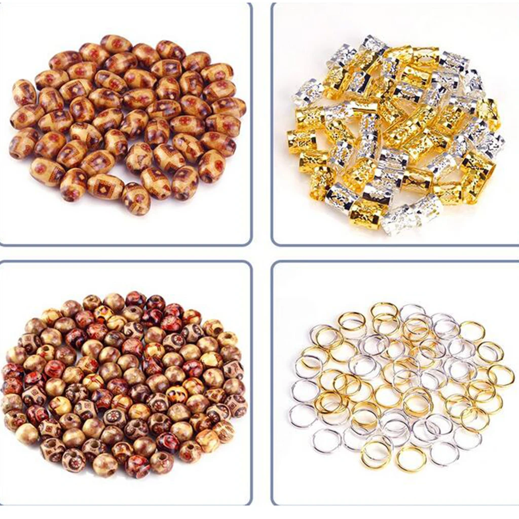 Dreadlocks Beads Hair Bread Accessory Decorations Round Oval Beads Needles Hair Braid Rings Links Rings Beads