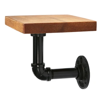 

NEW-DIY Wall Mounting Storage Industrial Wall Mounted Iron Pipe Shelf Bracket Floating Shelf Holder with Board