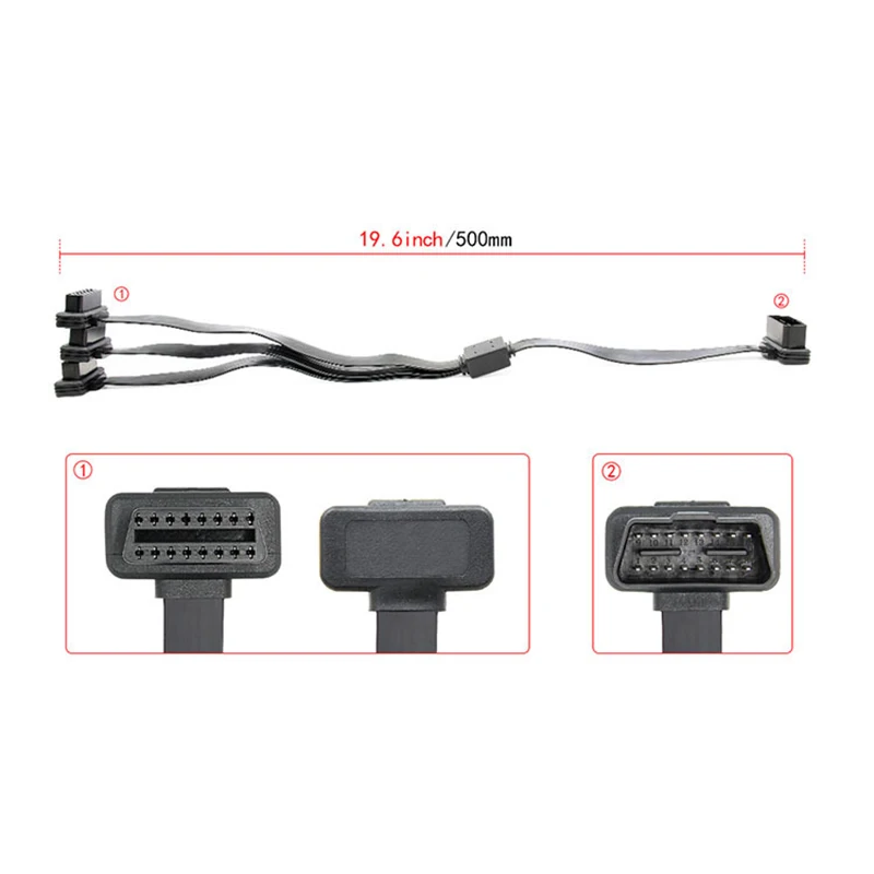 1 в 3 конвертированный кабель OBD2 плоский удлинитель с 16Pin подключен 4FT OBD2 штекер до трех женщин Локоть удлинитель