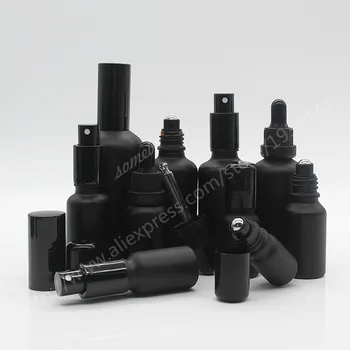 

2pcs/lot 5ml 10ml 15ml 20ml 30ml 50ml 100ml Frosted Matte Black Sprayer Dropper Roller Perfume Essence Bottle Glass Bottles