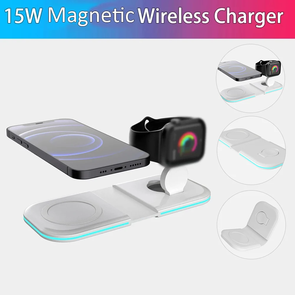 2in1 Magnetic 15W Wireless Charger for iphone 12 mobile phone charger pro fast charging iwatch airpods | Мобильные телефоны и