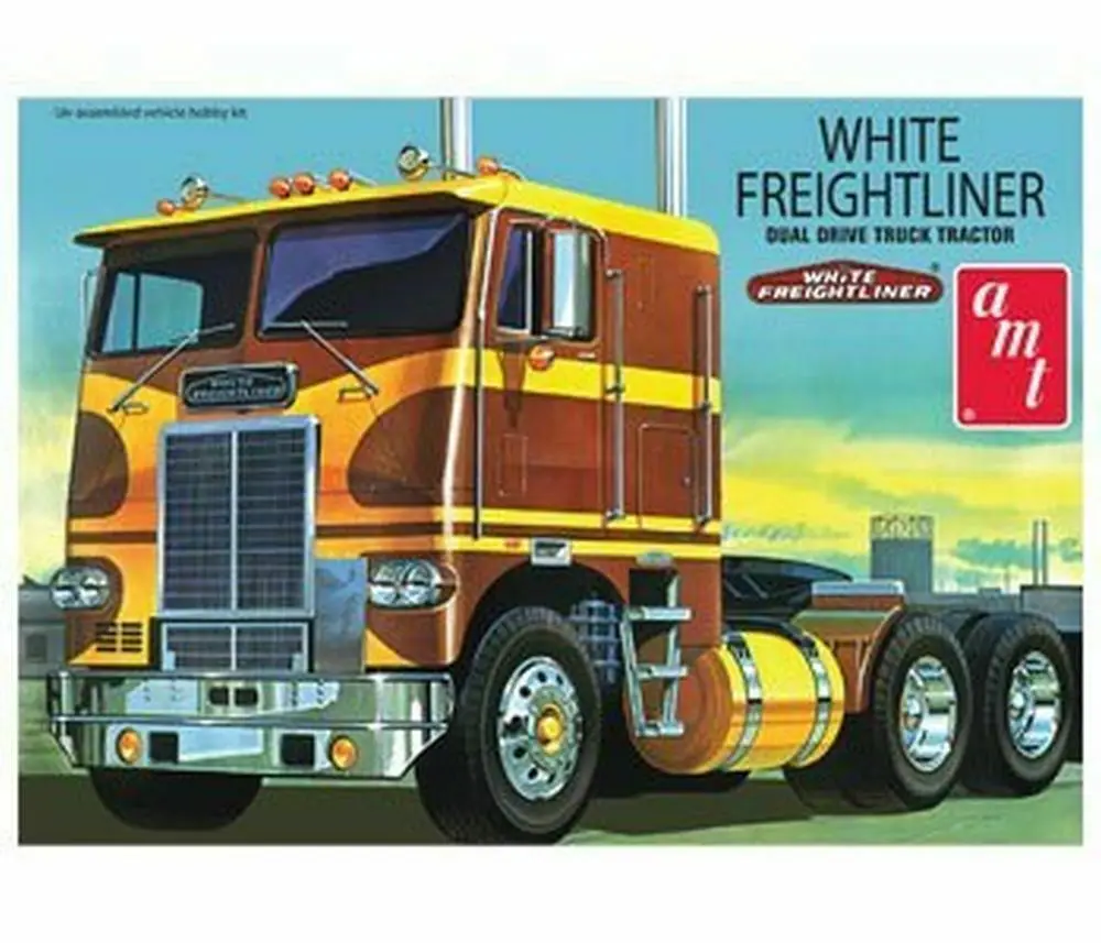 Круглый 2 AMT620 1:25 белый Freightliner двойной привод Cabover Трактор Модель наборы автомобилей