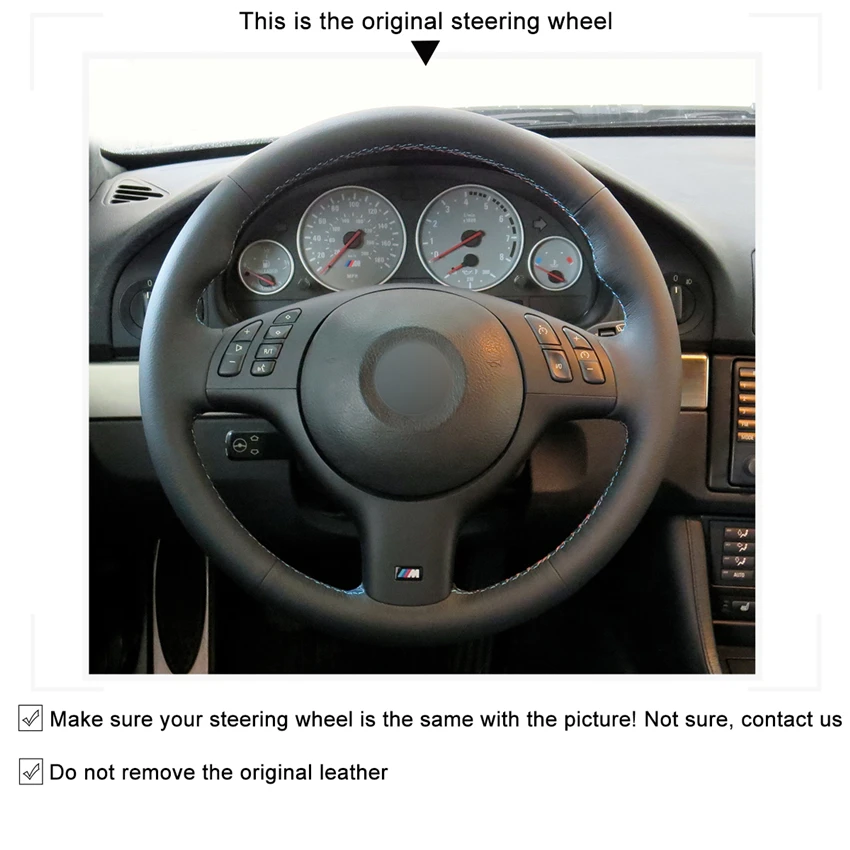 MEWANT DIY черный чехол рулевого колеса автомобиля из искусственной кожи для BMW E46 E39