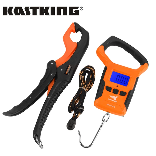 KastKing Digital Fishing Scale with Ruler Retractable 38” Tape Measure and  Floating Lip Gripper Combo for