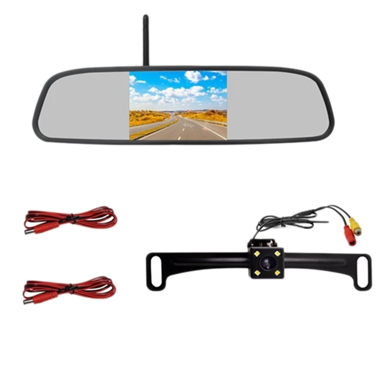 4.3inch HD 800X480 Car Wireless Wifi Video Player Rear View Mirror with License Plate Night Vision Reverse Backup Camera | Автомобили и