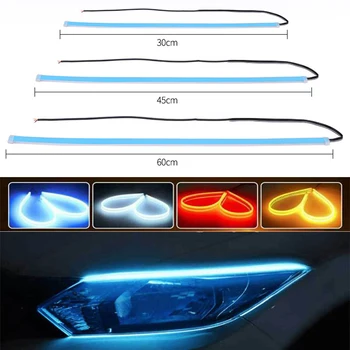 

1Pair Ultrafine Cars DRL LED Daytime Running Lights White Turn Signal Yellow Guide Strip for Headlight Assembly Drop Shipping